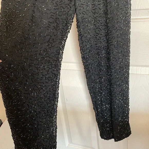 Black Tie He-ro Industries Womens Silk Beaded Strapless Evening Jumpsuit size 4 - Picture 4 of 14